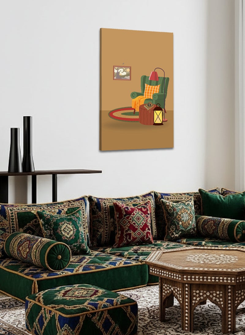 LOWHA Canvas Wall Art Stretched Over Wooden Frame with Mushaf and Ramadan Lantern Design - Image 3